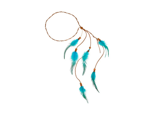 Turkusowa indiańska opaska z piórami