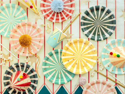 Talerzyki papierowe Cyrk - 18 cm - 6 szt.