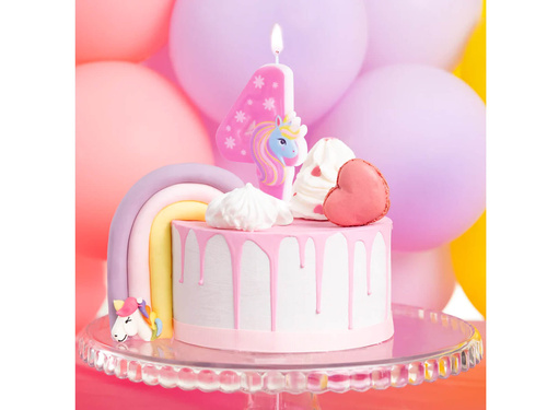 Świeczka cyferka Jednorożec - 4 - cztery