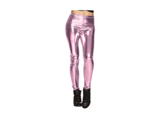 Legginsy metaliczne jasnoróżowe