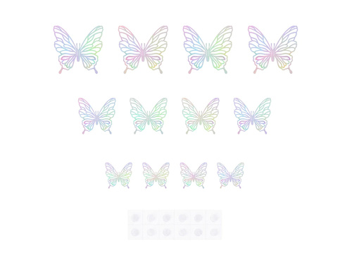 Naklejki motylki ażurowe holograficzne srebrne - 12 szt.