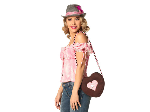 Kapelusz bawarski z różowymi piórkami - 1 szt.