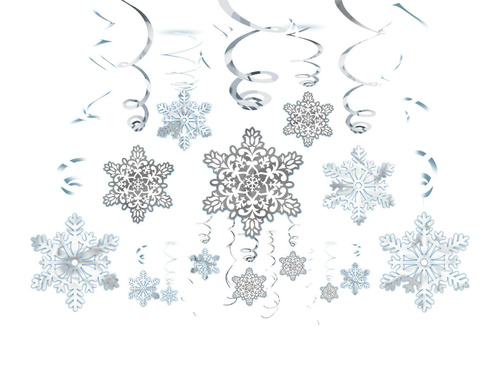 Dekoracja wisząca świderki Płatki śniegu na święta Bożego Narodzenia- 30 szt.