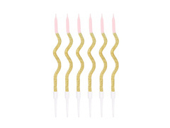 Świeczki urodzinowe spiralne złoto-różowe - 6 szt.