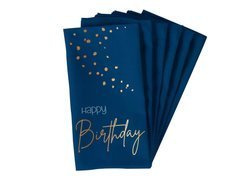 Serwetki urodzinowe granatowe Happy Birthday - 33 cm - 10 szt.
