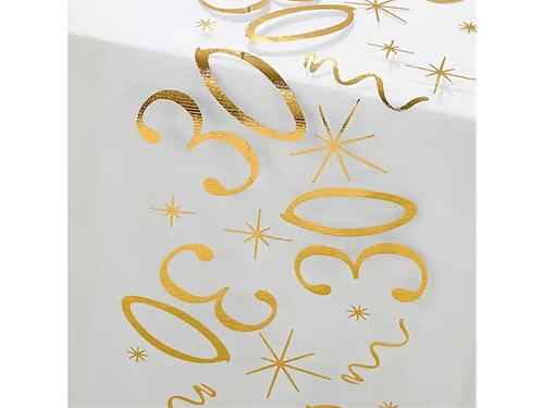 Dekoracja bieżnik na stół z nadrukiem na 30 urodziny - 28 cm x 5 m - 1 szt.