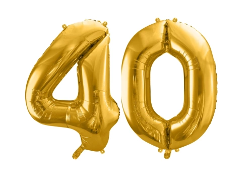 Balony foliowe cyfra 40 złote - 86 cm - 2 szt.