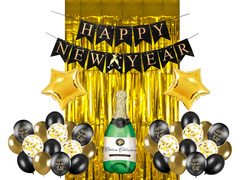 Zestaw dekoracji na Sylwestra złoty - 37 elementów