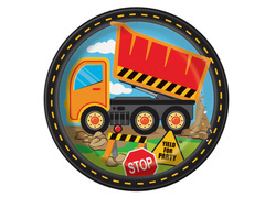 Talerzyki papierowe na urodziny Budowa - 23 cm - 8 szt.