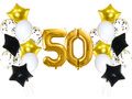 Zestaw balonów na pięćdziesiątkę złoto-czarny - 21 szt.