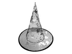 Kapelusz czarownicy srebrny na Halloween - 1 szt.
