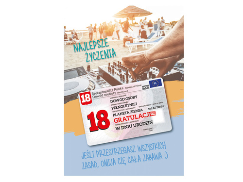 Kartka urodzinowa Najlepsze życzenia na osiemnastkę - 1 szt.