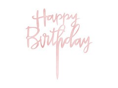 Topper na tort Happy Birthday różowe złoto - 1 szt.
