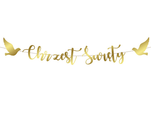 Baner z napisem Chrzest Święty złoty + imię