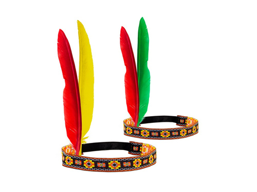 Indiańska opaska z 2 piórami - 2 kolory - 1 szt.
