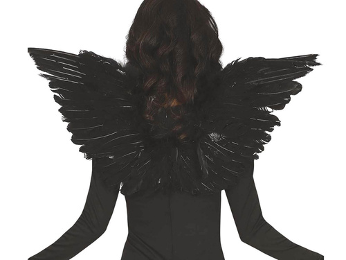 Skrzydła anioła czarne z piórami - 62 cm - 1 szt.