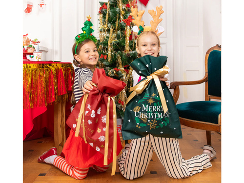 Worek Mikołaja na prezenty zielony - 30 x 45 cm - 1 szt.