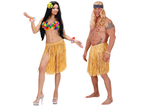 Spódniczka hawajska krótka słomkowa - 55 cm - 1 szt.