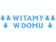 Baner na Witamy w domu niebieski z misiami - 5 m