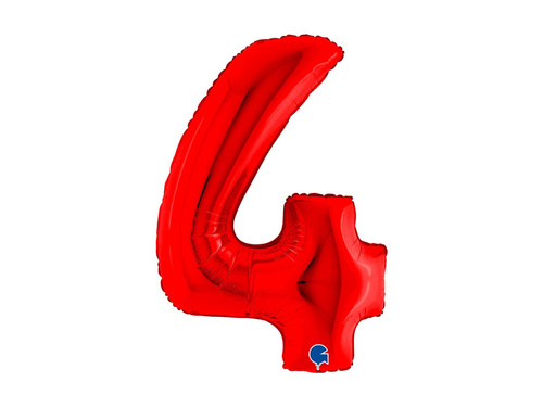 Balon foliowy cyfra 4 czerwony - 40" - 1 szt.