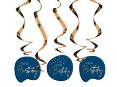 Dekoracja wisząca świderki Happy Birthday granatowe - 5 szt.