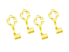 Klucz do wróżb z wosku złoty  - 13 cm - 4 szt.