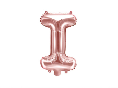 Balon foliowy litera "I" różowo-złota - 35 cm