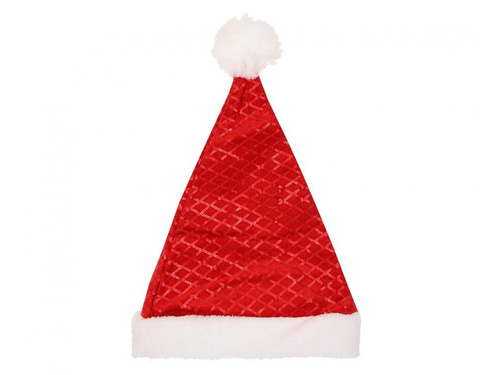 Czapka Mikołaja błyszcząca z cekinami - 1 szt.