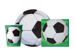 Zestaw kubeczki + talerzyki + serwetki papierowe Piłka nożna - 32 szt.