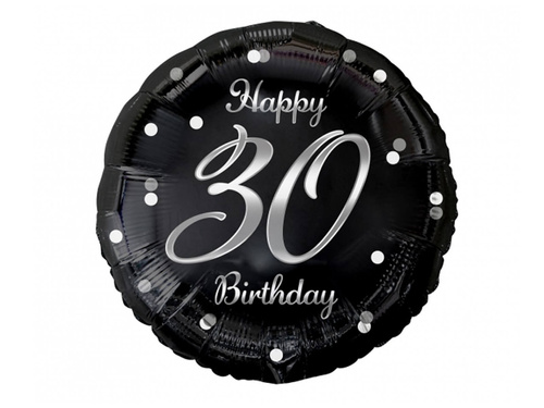 Balon foliowy na trzydziestkę ze srebrnym nadrukiem - 45 cm - 1 szt.