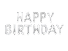 Balon foliowy Happy Birthday - srebrny