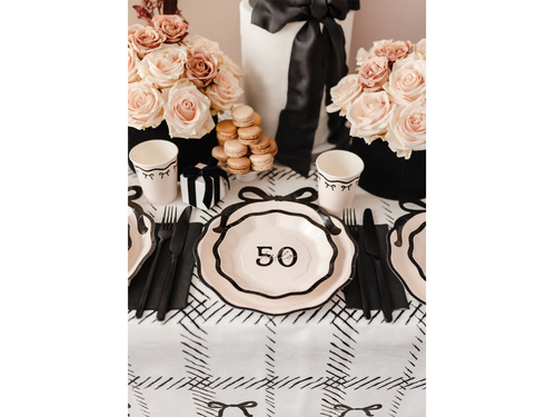 Talerzyki papierowe na urodziny ''Hello 50'' - 18 cm - 6 szt.