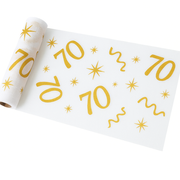 Dekoracja bieżnik na stół z nadrukiem na 70 urodziny - 28 cm x 5 m - 1 szt.