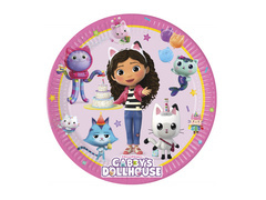 Talerzyki papierowe na urodziny Koci domek Gabi - 23 cm - 8 szt.