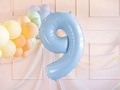 Balon foliowy błękitny cyfra 9 - 72 cm - 1 szt.