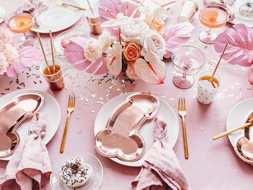 Talerzyki Same penis forever różowe złoto - 26,5 cm - 6 szt.