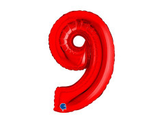 Balon foliowy cyfra 9 czerwony - 14" - 1 szt.