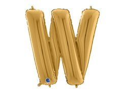 Balon foliowy złota litera W - 66 cm - 1 szt.