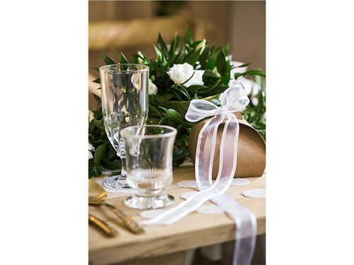 Tasiemka szyfonowa, biała, 25 mm / 25 m, 1 szt.