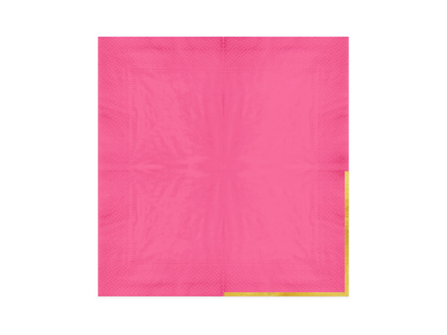 Serwetki papierowe fuksjowe ze złotym brzegiem - 33 cm - 10 szt.