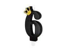 Świeczka cyferka sześć czarna z koroną - 6 - 1 szt.