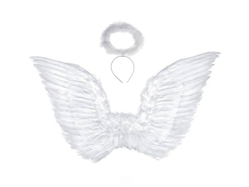 Skrzydła anioła białe z aureolką - 70 x 50 cm - 1 szt.