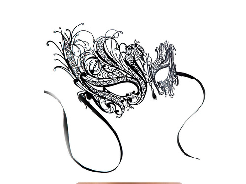 Maska karnawałowa ornamentowa czarna - 1 szt.