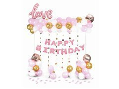 Zestaw balonów Happy Birthday różowe złoto - 120 szt.