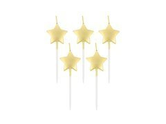 Świeczki pikery Gwiazdki złote - 5 szt.