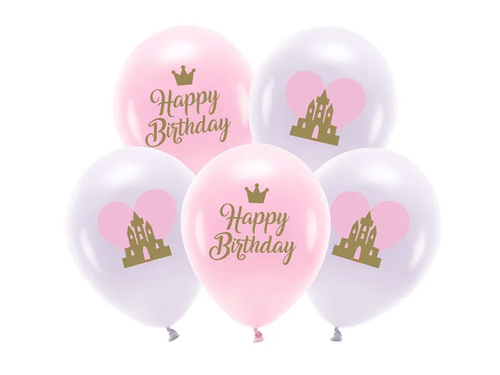 Zestaw balonów lateksowych Zamek Księżniczki - 33 cm - 5 szt.