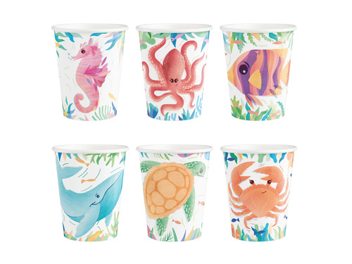 Zestaw kubeczki + serwetki + talerzyki papierowe Ocean - 22 szt.