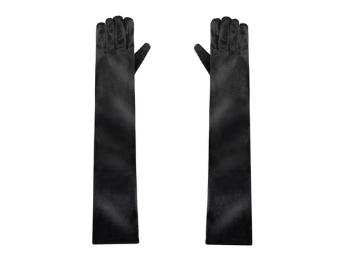 Satynowe rękawiczki karnawałowe czarne - 55 cm