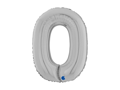 Balon foliowy cyfra 0 srebrny - 26" - 1 szt.