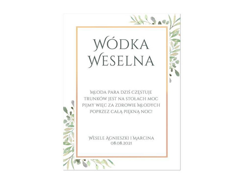 Etykiety personalizowane na butelkę z Wódką Weselną - 9 szt.